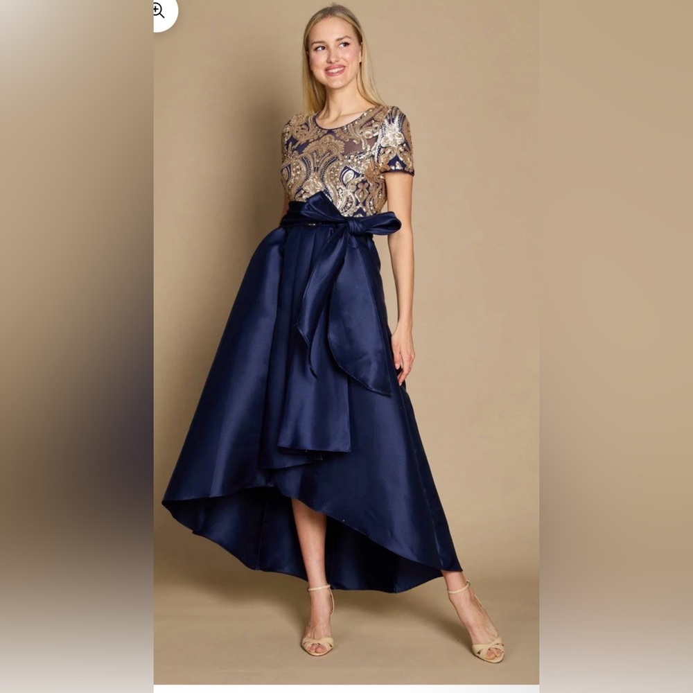 Marina high low sequined embroidered bodice Gown Sz 10